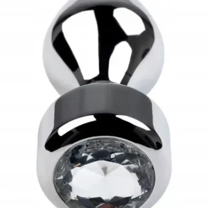 Metal by TOYFA, Anal plug, metal, silver, with diamond crystal, 9.5 cm, O 3.5 cm, 130 g