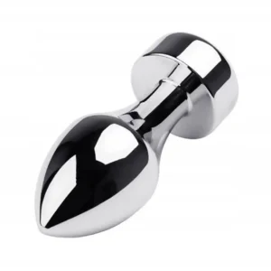Silver anal plug TOYFA Metal with white round-shaped gem
