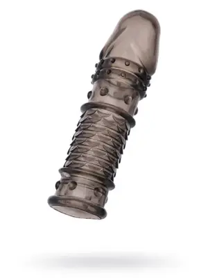 ToyFa XLover, Penis sleeve, for enlargement, TPE, transparent black, 13.5 cm