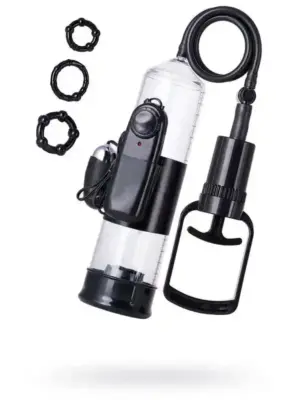 A-TOYS, Penis Pump Coal, with vibro, PVC, Transparent, 22,8 cm