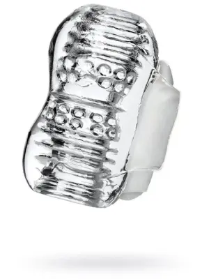 Lingam Khani, Vibrating Masturbator, TPE, Transparent, 9 cm
