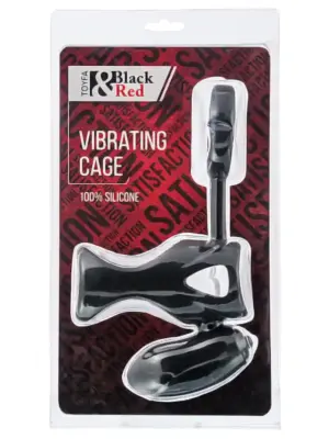 Black & Red, Penis ring with vibration, clitoral stimulation, silicone, black 14.5 cm