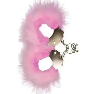 Kajdanki-Śmieszna zabawka-kadanki - Metallic Handcuffs,Feather Cov.. Pink