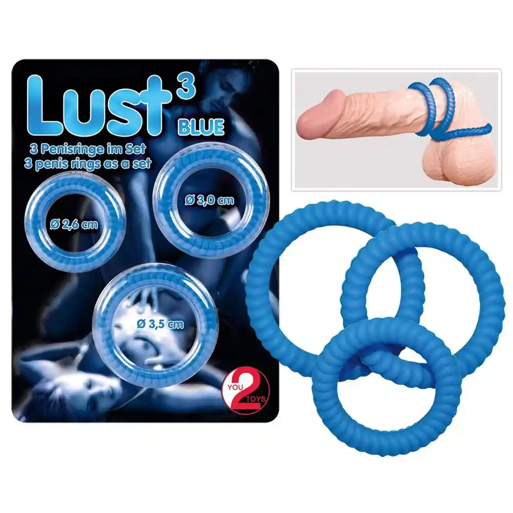 Lust 3 Cock Rings blue - obrazek 6