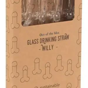 Glass Drinking Straw Willy x 4