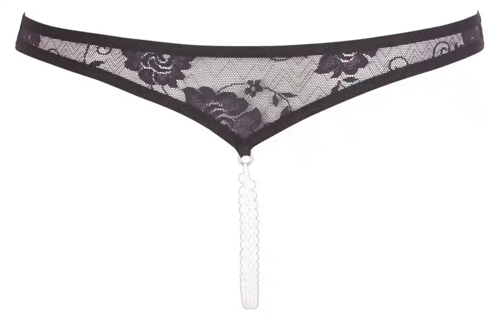 Lace String Pearls black M - obrazek 8