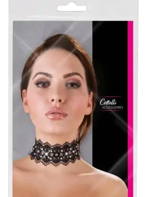 Embroidered Choker+Rhinestones