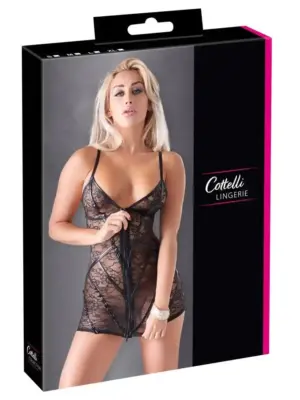 Sukienka Koronkowa z Paskami Wet Look Lace Dress S