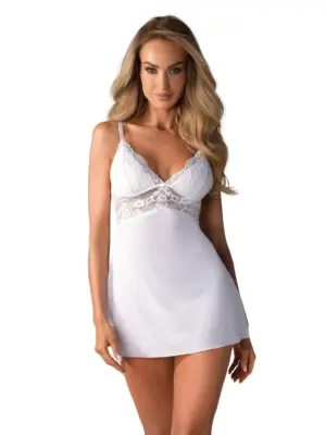 Bielizna-810-BAB-2 babydoll i stringi biała  S/M