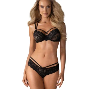 Bielizna-860-SET-1 komplet 2-częściowy czarny  S/M