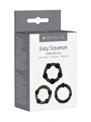 Me You Us Easy Squeeze Cock Ring Set Black