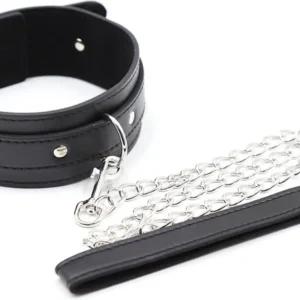 Fetish Fever - Collar with leash - Black