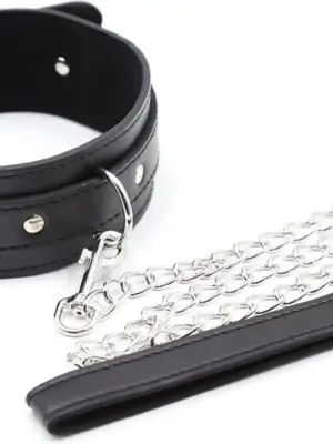 Fetish Fever - Collar with leash - Black