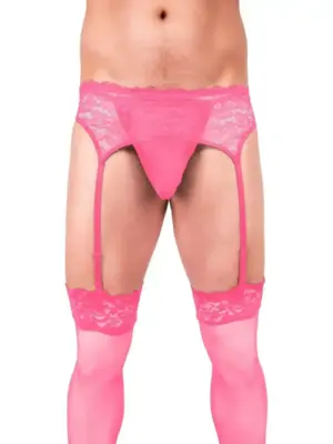 Pas do Pończoch z Koronki Prowler Pink Lace Xxlarge