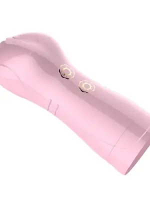 Masturbator-Vibrating and Flashing Masturbation Cup USB 7+7 Function / Talk Mode (Pink)