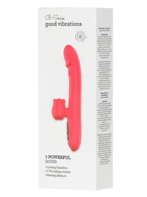 Silicone Vibrator 7 Powerful Modes - Licking, 7 ThrustingHeating, Red