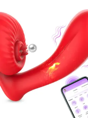 Silicone vibrator 10 vibration modes, Licking, Heating + APP control