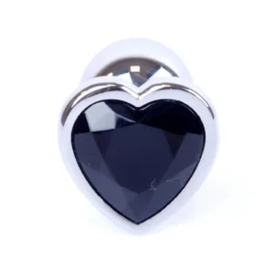 Plug-Jewellery Silver Heart PLUG- Black