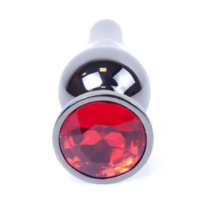 Plug-Jewellery Dark Silver BUTT PLUG- Red