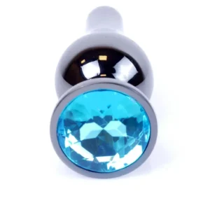 Plug-Jewellery Dark Silver BUTT PLUG- Light Blue