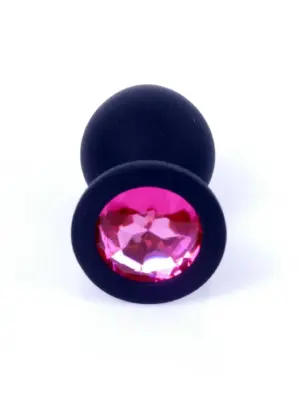 Plug-Jewellery Black Silicon PLUG Medium- Pink Diamond