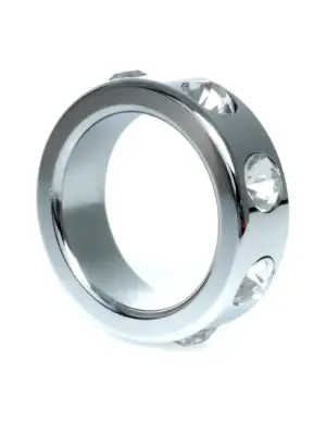 Pierścień-Metal Cock Ring with Cristal Diamonds Small