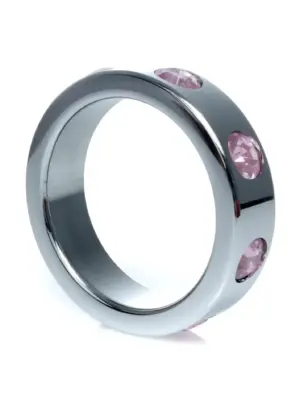 Pierścień-Metal Cock Ring with Rose Diamonds Large