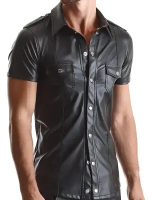 Koszula Slim-Fit z Wetlooku czarna - L