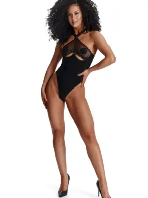 Body z Koronkowymi Wzorami LadyX Trini, czarny, rozmiar M