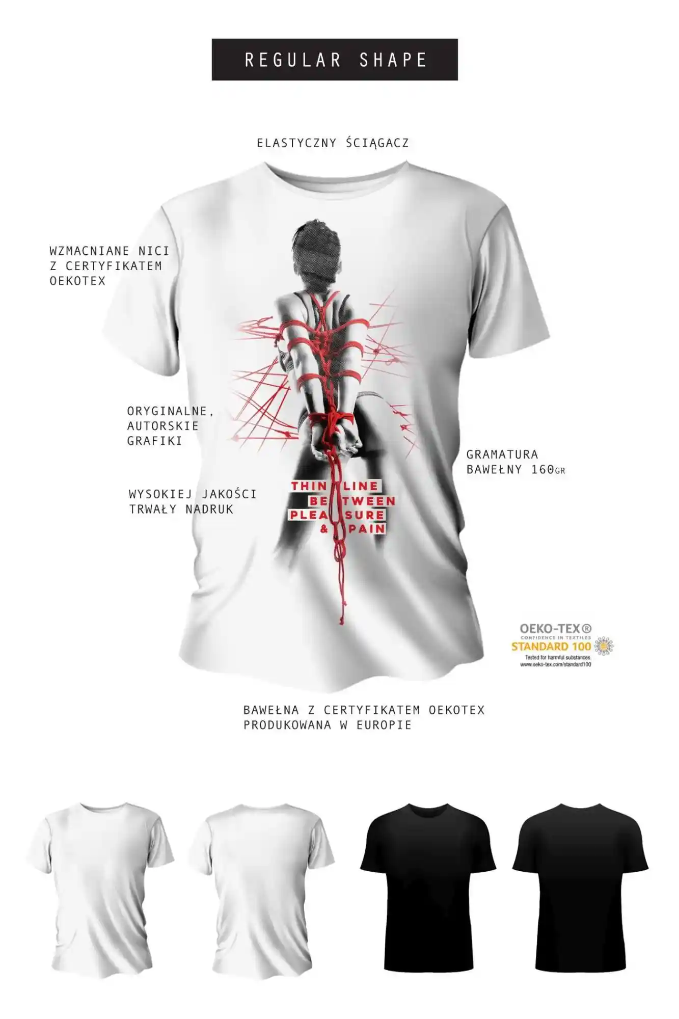 T-shirt men black M regular - obrazek 5