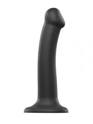 SEMI-REALISTIC DUAL DENSITY BENDABLE DILDO BLACK - M
