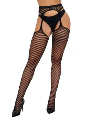 Pończochy w Diagonalne Paski Stockings 4015 Black