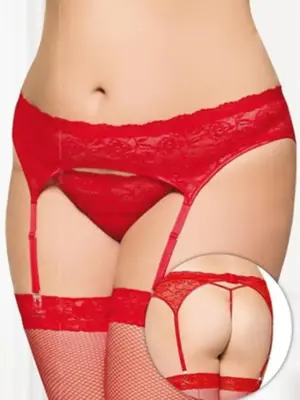 Garterbelt 3305 - Plus Size - red 3XL
