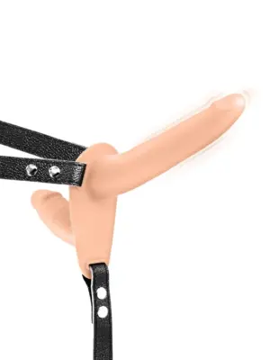 DOUBLE STRAP-ON VIBRATING FLESH STRAP-ON DILDO