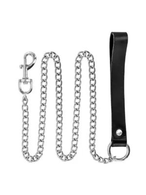 METAL LEASH WITH COW LEATHER WRIST