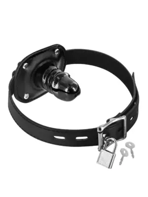 Knebel z Mini Dildo Czarny (Rozmiar: T1)
