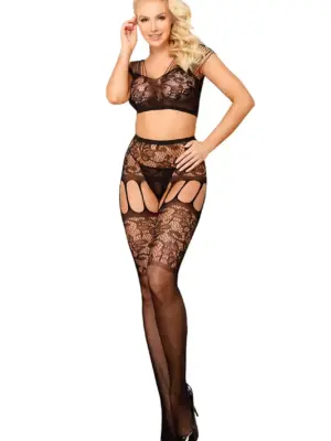 Pończochy Siateczkowe TOP+COLLANT NOIR T.U