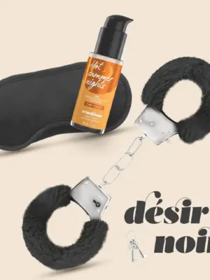 CRUSHIOUS DÉSIR NOIR HANDCUFFS SET + SATIN BLINDFOLD AND WARMING EFFECT LUBRICANT