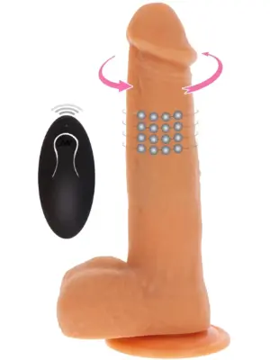 Rotating Beads Vibrating Dildo Light skin tone