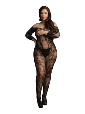 Lace Sleeved Bodystocking - Plus Size