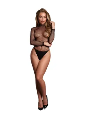 Body with fishnet structure and turtle neck.
