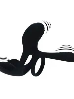 Triple Motor Vibrating Silicone Cockring - Black