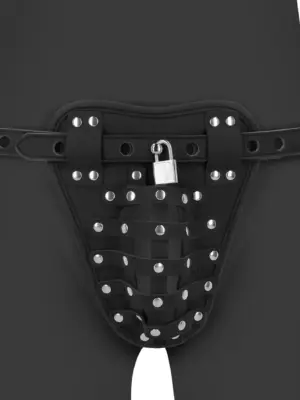 PU Leather Chastity Jock - Black