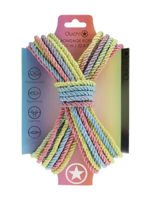 Polyester Bondage Rope - 32.8 ft / 10 m - Multicolor Pastel