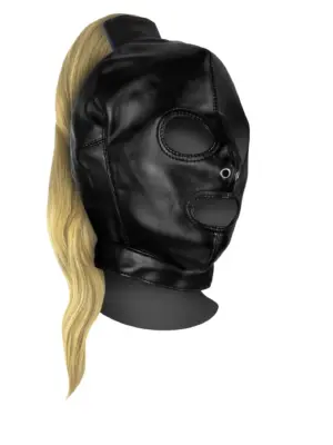 Mask with Blonde Ponytail - Black