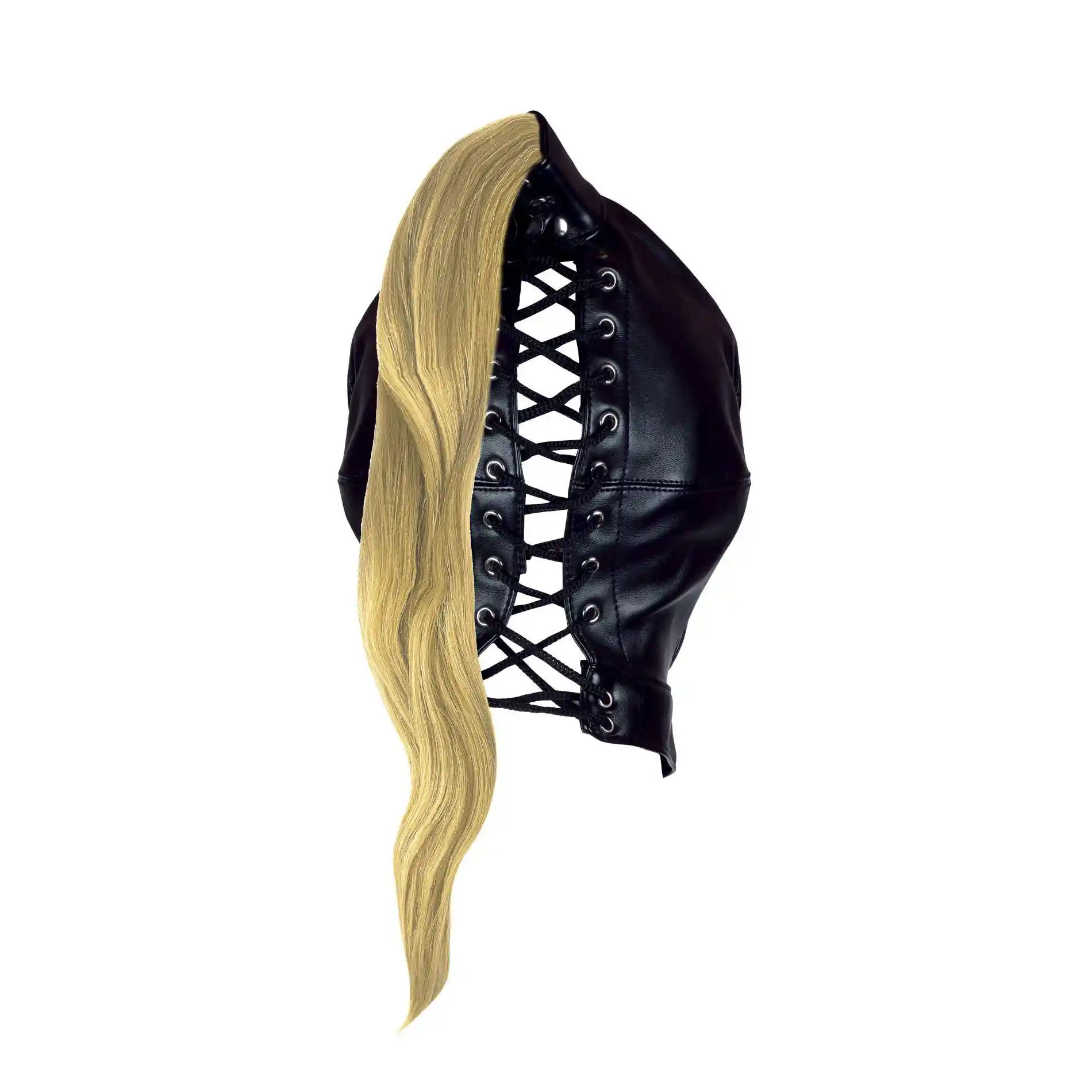 Mask with Blonde Ponytail - Black - obrazek 3
