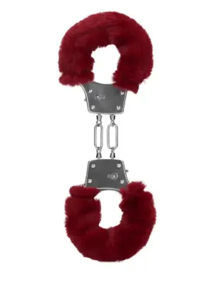 Furry Metal Hand Cuffs - Red