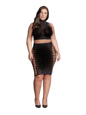 Kala XXXVII - Two Piece with Turtleneck, Crop Top and Skirt - Plus Size