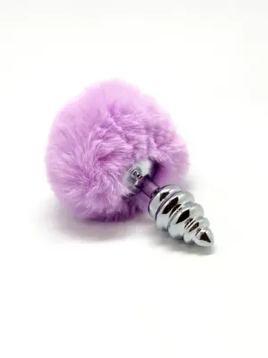Metal Anal Fluffy Twist Plug S pink