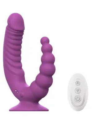 Teazers - Double Vibrator with Suction Cup and Remote - Purple